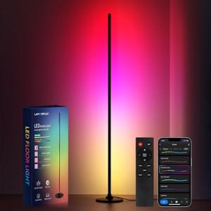 Lanmonlily LED Floor Lamp,Corner Lamp Compatible with Alexa, Smart Modern Floor Lamp with Music Sync 16 Million Colors & 68+ Scene RGBICW Corner Lamp for Bedroom Living Room and Gaming Rooms