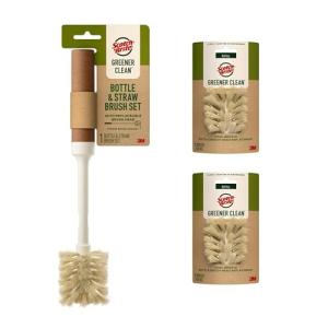 Scotch-Brite Greener Clean Bottle & Straw Brush Set with 2 Replaceable Bottle Brush Heads
