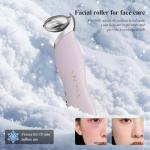 Vangines 3-in-1 Ice Roller for Face & Eyes – Cooling Facial Roller, Pore Cleansing Tool with 2 Silicone Brushes, Stainless Steel Roller for Puffiness & Pores (Purple)