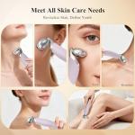 Vangines 3-in-1 Ice Roller for Face & Eyes – Cooling Facial Roller, Pore Cleansing Tool with 2 Silicone Brushes, Stainless Steel Roller for Puffiness & Pores (Purple)