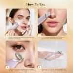 Vangines 3-in-1 Ice Roller for Face & Eyes – Cooling Facial Roller, Pore Cleansing Tool with 2 Silicone Brushes, Stainless Steel Roller for Puffiness & Pores (Purple)