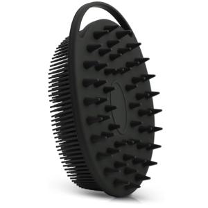 Upgrade Body Scrubber and Hair Shampoo Brush, All in One, Premium Silicone Loofah, Exfoliating Body Brush, Shower Scrubber for Body, Scalp Massager for Women, Men, Pet (1PC Black)