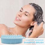 Upgrade 2 in 1 Bath and Shampoo Body Brush, Silicone Body Scrubber for Use in Shower, Exfoliating Body Brush, Premium Silicone Loofah, Head Scrubber, Scalp Massager/Brush, Easy to Clean (1PC Blue)