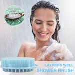 Upgrade 2 in 1 Bath and Shampoo Body Brush, Silicone Body Scrubber for Use in Shower, Exfoliating Body Brush, Premium Silicone Loofah, Head Scrubber, Scalp Massager/Brush, Easy to Clean (1PC Blue)