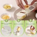 Multifunctional Garlic Grinder & Mandoline Slicer,2025 New Mini Ginger Garlic Grinding Planer Chopper Hand Press Vegetable Mandoline Cutter Tool with Container (Creamy+Green)