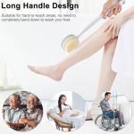 Foot File Callus Remover,Beomeen Pumice Stone for Feet with Long Handle, Hard Skin Callus Remover, 2 in 1 Foot Scrubber Brush, Back Body Brush for Shower Brush Deep Cleansing and Exfoliating (Curved)