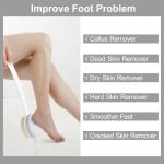 Foot File Callus Remover,Beomeen Pumice Stone for Feet with Long Handle, Hard Skin Callus Remover, 2 in 1 Foot Scrubber Brush, Back Body Brush for Shower Brush Deep Cleansing and Exfoliating (Curved)