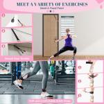 Pilates Bar Kit with Resistance Bands, Multifunctional Yoga Pilates Bar with Heavy-Duty Metal Adjustment Buckle, Portable Home Gym Pilates Resistance Bar for Women Full Body Workouts(20-150LBS)-Pink