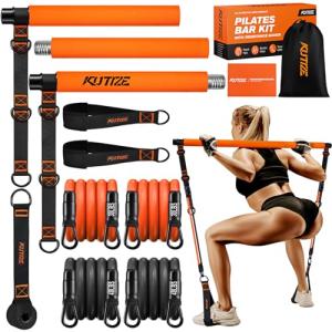 KUTIZE Pilates Bar Kit with Resistance Bands, Pilates Equipment, Multifunctional Resistance Bands with Bar for Women & Men, Home Gym Strength Training Equipment for Hip, Back, Arm, Full-Body Workouts