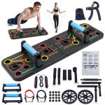 Push-up board, home gym, portable fitness equipment, Pilates bar, and 20 fitness accessories, including resistance bands and an ab wheel, for full-body workouts at home