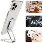 Cell Phone Ring Holder Finger Kickstand, CLZWiiN Foldable 360° Rotation Cellphone Stand for Desk, Office Desktop, Magnetic Car Mount, Metal Multi-Angle for Phone Back Grip (Silver)