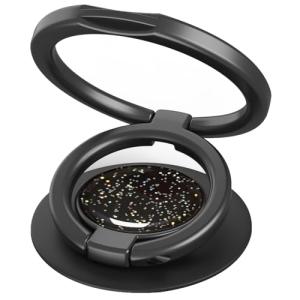 MonIdea Phone Grip, Phone Ring Holder Finger Kickstand, Foldable & Adjustable Double Metal Cell Phone Rings Gripper Stand for iPhone Samsung &Other Phones - Sparkle Black