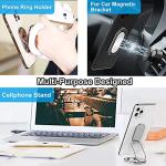 Cell Phone Ring Holder Finger Kickstand, CLZWiiN Foldable 360° Rotation Cellphone Stand for Desk, Office Desktop, Magnetic Car Mount, Metal Multi-Angle for Phone Back Grip (Silver)