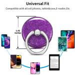 TACOMEGE Bling Glitter Phone Grip, Round Cell Phone Ring Holder Stand Purple for Women Girls, Compatible with Smartphone, Tablet, E-Reader, Etc (PU)