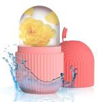 Ice Roller for Face and Eye，Ice Cube Roller Massager for Skin Women Care Tools, Naturally Conditioning De-Puff Eye Bags, Reduce Migraine Pain， Reusable Massage Silicone Ice Mold （Pink）