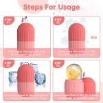 Ice Roller for Face and Eye，Ice Cube Roller Massager for Skin Women Care Tools, Naturally Conditioning De-Puff Eye Bags, Reduce Migraine Pain， Reusable Massage Silicone Ice Mold （Pink）