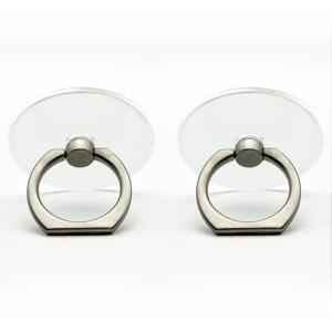 TENOC Phone Grip 2 Pieces Sticky 360° Rotation Universal Stand Ring Holder Finger Kickstand for Cell Phone Case, Round Clear, Titanium