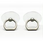 TENOC Phone Grip 2 Pieces Sticky 360° Rotation Universal Stand Ring Holder Finger Kickstand for Cell Phone Case, Round Clear, Titanium