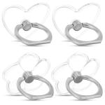Ymapinc Transparent Phone Ring Holder Grip, 4Pcs Heart Flower Clear Phone Grip Clear Finger Kickstand Cell 360 Degree Rotation Holder for Hand for Tablet Case Accessories
