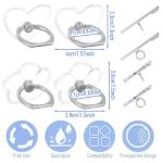 Ymapinc Transparent Phone Ring Holder Grip, 4Pcs Heart Flower Clear Phone Grip Clear Finger Kickstand Cell 360 Degree Rotation Holder for Hand for Tablet Case Accessories