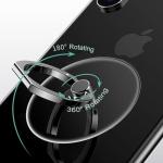 TENOC Phone Grip 2 Pieces Sticky 360° Rotation Universal Stand Ring Holder Finger Kickstand for Cell Phone Case, Round Clear, Titanium