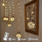 YOLIGHT Wishing Ball Curtain Lights 200 LED Window Curtain String Lights with Remote, USB Battery Powered Twinkle Globe Fairy Lights for Wedding Party Bedroom Christmas Decoration (Warm White)