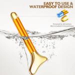 Amirce 2-in-1 Gua Sha and Ice Roller Facial Tools, Electric Face Massager Device for Eye, Jaw, Scalp, Neck, Gold