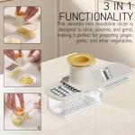 2 Pieces Mini Mandoline Slicer 3 in 1 - Ginger Garlic Grater, Vegetable Chopper with Container, Easy Grip Handheld Kitchen Tool, Safety Guard, for Camping Cooking and Picnic