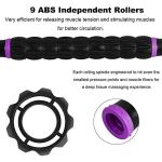 YANSYI 9-Roller Muscle Recovery Massage Stick - Deep Tissue Massager for Post-Workout Recovery & Pain Relief (Purple)
