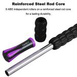 YANSYI 9-Roller Muscle Recovery Massage Stick - Deep Tissue Massager for Post-Workout Recovery & Pain Relief (Purple)