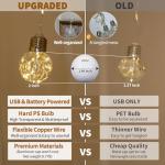 YOLIGHT Wishing Ball Curtain Lights 200 LED Window Curtain String Lights with Remote, USB Battery Powered Twinkle Globe Fairy Lights for Wedding Party Bedroom Christmas Decoration (Warm White)