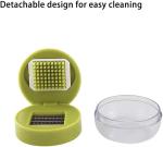 Mini Garlic Chopper and Press with Container, Emptycolor Manual Garlic Mincer Crusher Cutter Grinder, Stainless Steel Blades, Handheld Garlic Slicer Dicer Zoom Tool – Green