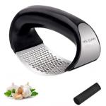 NILICAN Garlic press kitchen tool garlic peeler stainless steel professional ginger crusher ergonomic labor-saving crusher (S)
