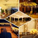 Lainin 3.5M/11ft 96 LED Warm White Linkable Fairy Curtain String Light with 8 Modes Memory Functional Controller for Indoor/Outdoor/Patio/Wedding/Christmas Decor