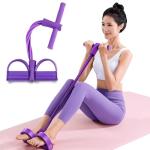 6-Tube Pedal Puller Resistance Rope,Foot Pedal Resistance Band,Yoga Elastic Exercise Bands, for Women Jump Fitness, Abdomen/Arm Weight/Waist/Leg Stretching Slimming Training(Purple)