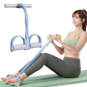 Foot Pedal Resistance Band,6-Tube Pedal Puller Resistance Rope,Yoga Elastic Exercise Bands, for Women Jump Fitness, Abdomen/Arm Weight/Waist/Leg Stretching Slimming Training(Blue)