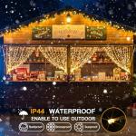 suddus Curtain Lights for Bedroom, 200 Led Hanging String Light Outdoor, Fairy Curtain Lights Indoor for Christmas, Dorm, Wall, Backdrop, Window, Wedding, Party, Birthday Decor, Warm White