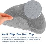 Shower Foot Scrubber Mat Silicone Foot Scrubber in Shower 2 Pcs Silicone Showers Foots Brush Pad Exfoliating Showers Back Scrubbers Wall Mounted with Non-Slip Suction Cups for Men Women, Pink and Gray