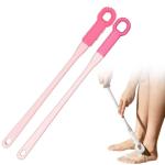 1 Set Toe Cleaning Brush with Long Handle, Soft Rubber Toe Cleaner, Foot Brush for Shower, Exfoliating Foot Scrubber for Seniors, Men, Women (Pink)