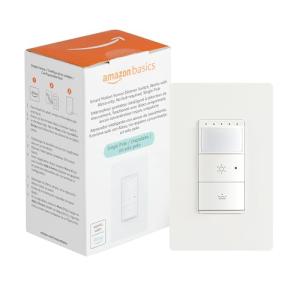 Amazon Basics Smart Motion Sensor Dimmer Switch, Single Pole, Works with Alexa Only, 2.4 GHz Wi-Fi, No Hub Required, Voice Control, Control from Anywhere, 1-Pack, White