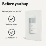 Amazon Basics Smart Motion Sensor Dimmer Switch, Single Pole, Works with Alexa Only, 2.4 GHz Wi-Fi, No Hub Required, Voice Control, Control from Anywhere, 1-Pack, White