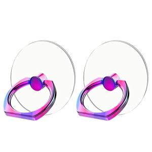 Kinizuxi Colorful Cell Phone Ring Holder Stand 2 Packs, Transparent Phone Ring Holder 360°Rotation Clear Phone Ring Grip Finger Kickstand Compatible with Various Phones or Phone case