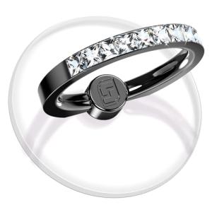 Jsoerpay Transparent Phone Ring Holder 2 Pcs, Clear Cell Phone Ring Holder with Diamond, Finger Grip 360°Rotation Compatible with Most of The Phones, Tablet and Case (Black)