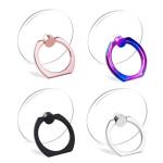 Cell Phone Ring Holder Stand Transparent Finger Grip Loop Finger Ring Stand (Black Sliver Rose Gold Colorful (Round))