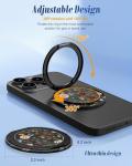 Toycamp Phone Grip Ring Holder Stand - Stick Thin Magnetic Metal Phone Accessories Grip with 360 Rotation Adjustable Aesthetic Design for Women Girls Cute for iPhone, Black Floral