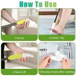 LYIGEOL Toe Cleaning Brush,Foot Brush with Reusable Drying Covers.Foot Scrubber with Telescopic Aluminum Alloy 12"-24",Long- Handled Toe Lotion Applicator for Seniors,Elderly, Disabled Men and Women