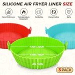 3-Pack 8-Inch Reusable Air Fryer Silicone Liners