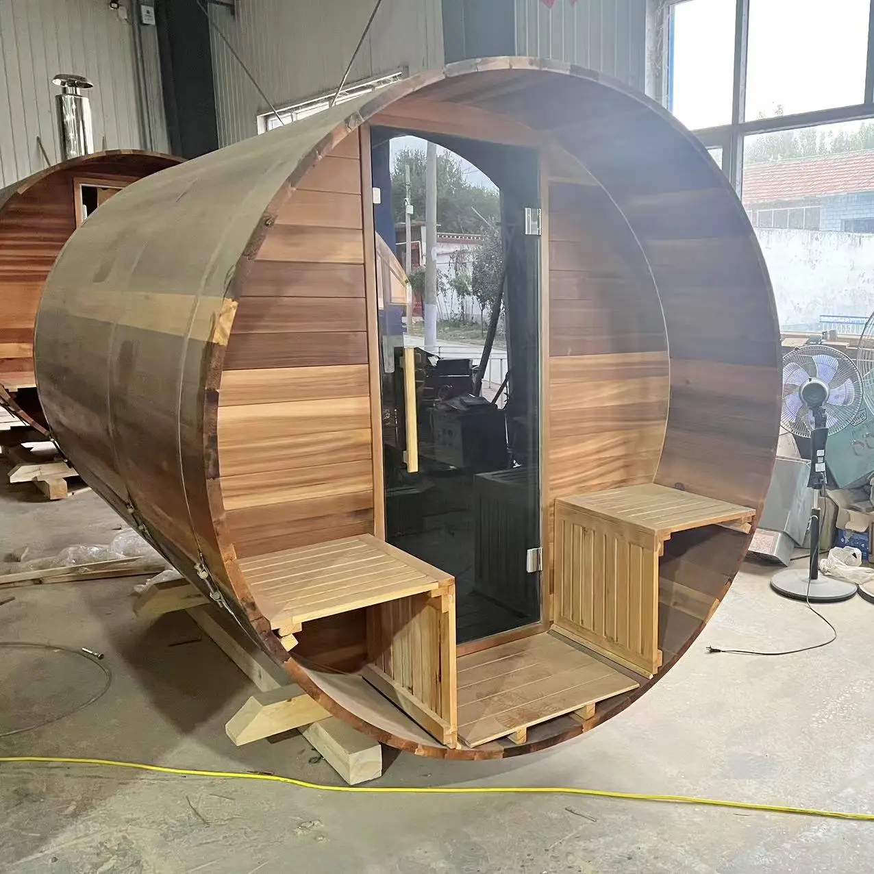 Outdoor Cedar Steam Sauna with Electric Heater
