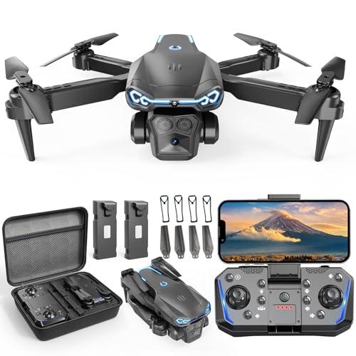 X-shop Foldable Drone with 1080P HD Camera for Beginners & Adults, FPV Live Video, One Key Start, Altitude Hold, 3D Flips, Gesture Selfie, 3 Speed Modes, 2 Batteries