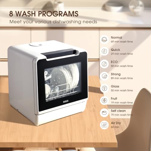 HAVA Portable Countertop Dishwasher with 8 Wash Programs